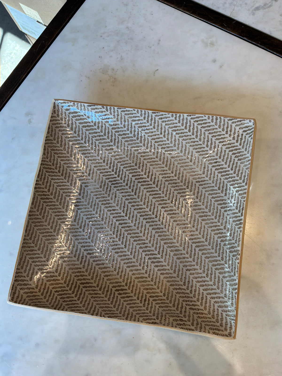 11” square Tray Herringbone Mocha