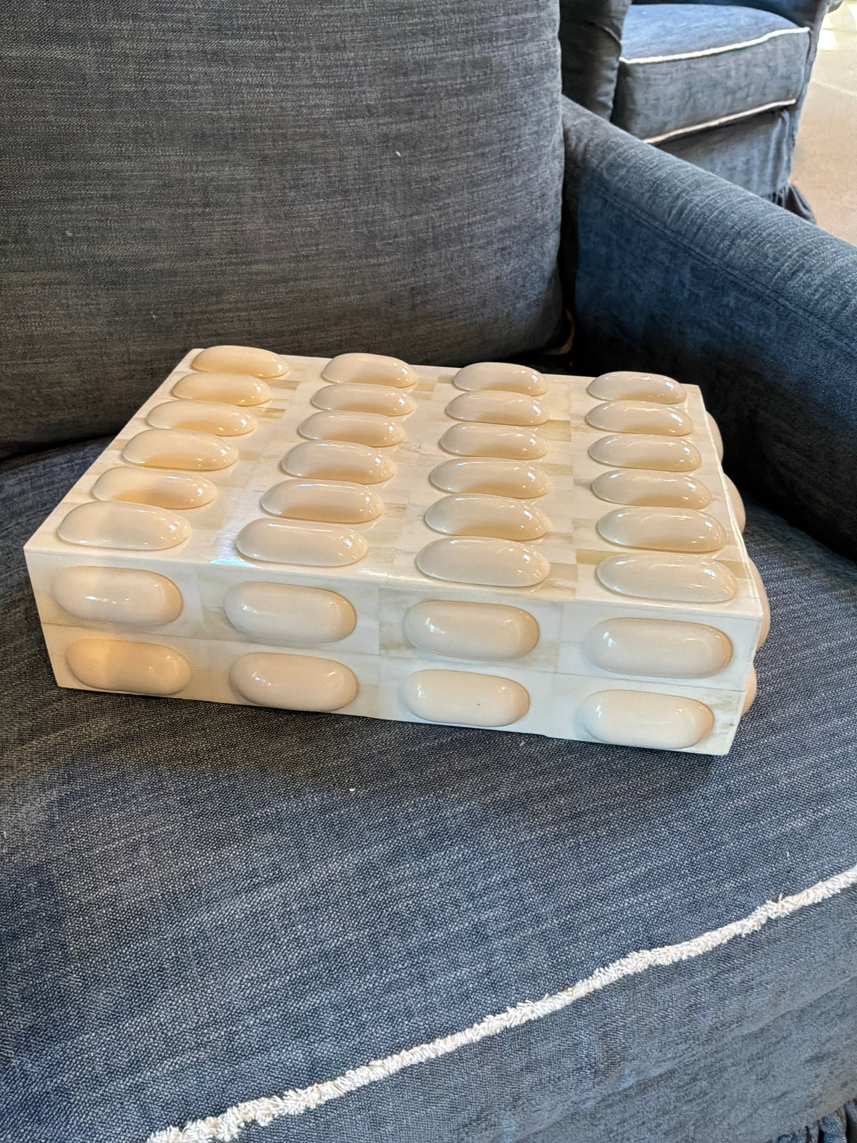 3D White Bone Box with Ovals