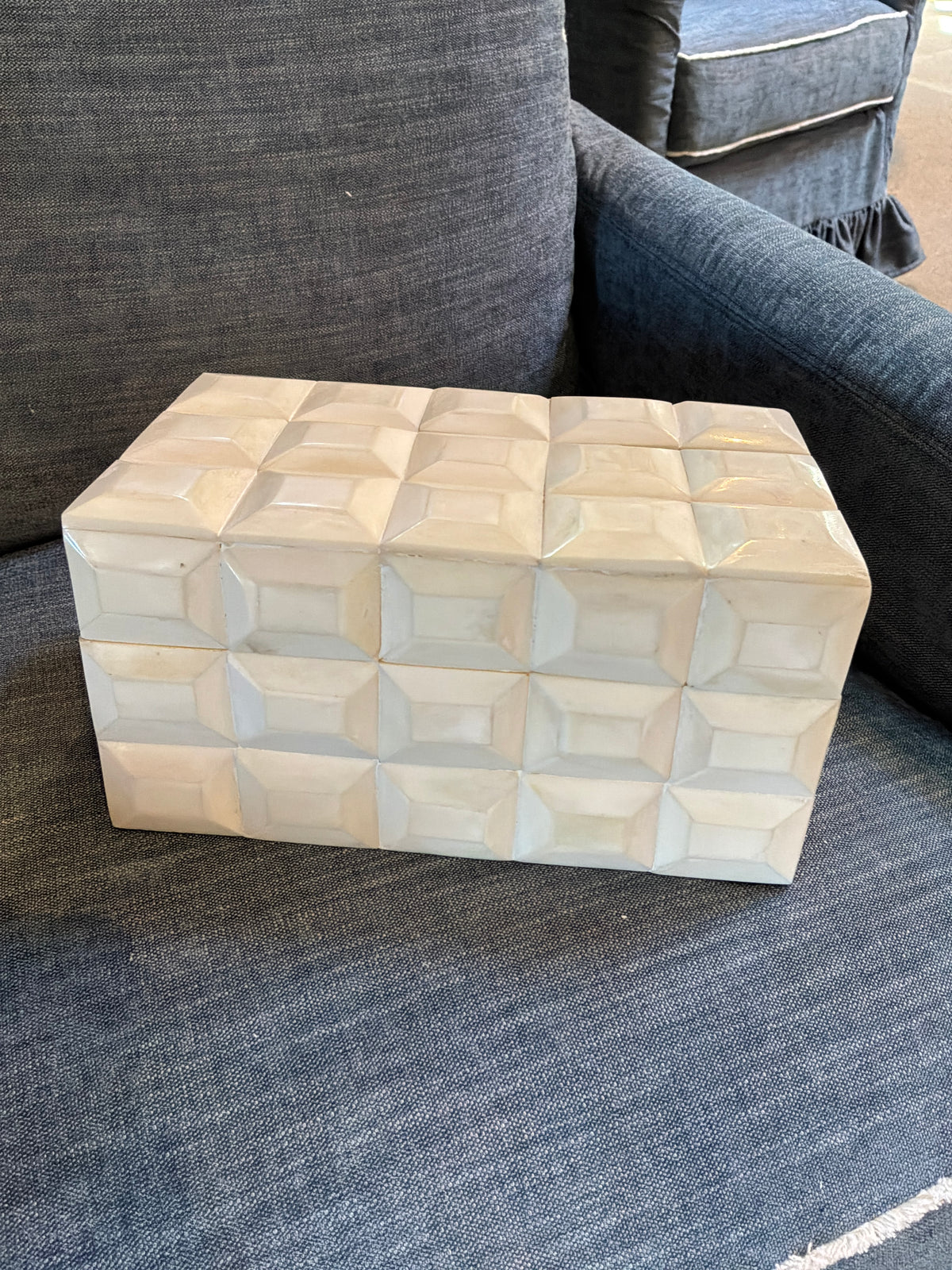 White Bone 3D Rectangular Pattern Box