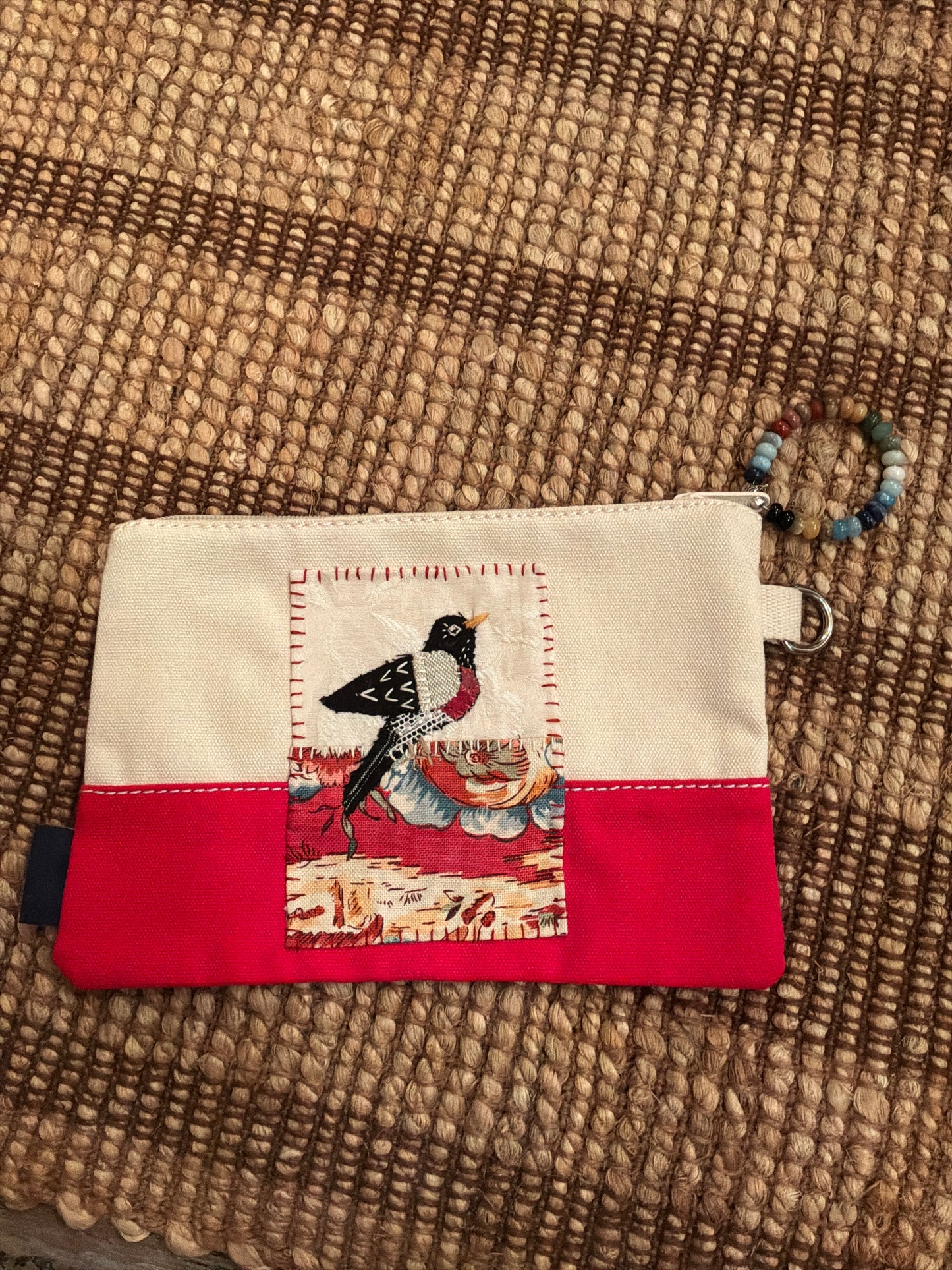 Textile Bird Zipper Bag Medium