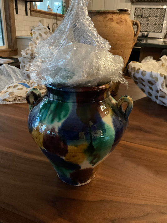 Multicolored Spanish Pot w/Lid