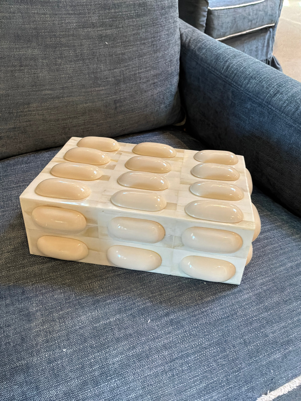3D White Bone Box with Ovals