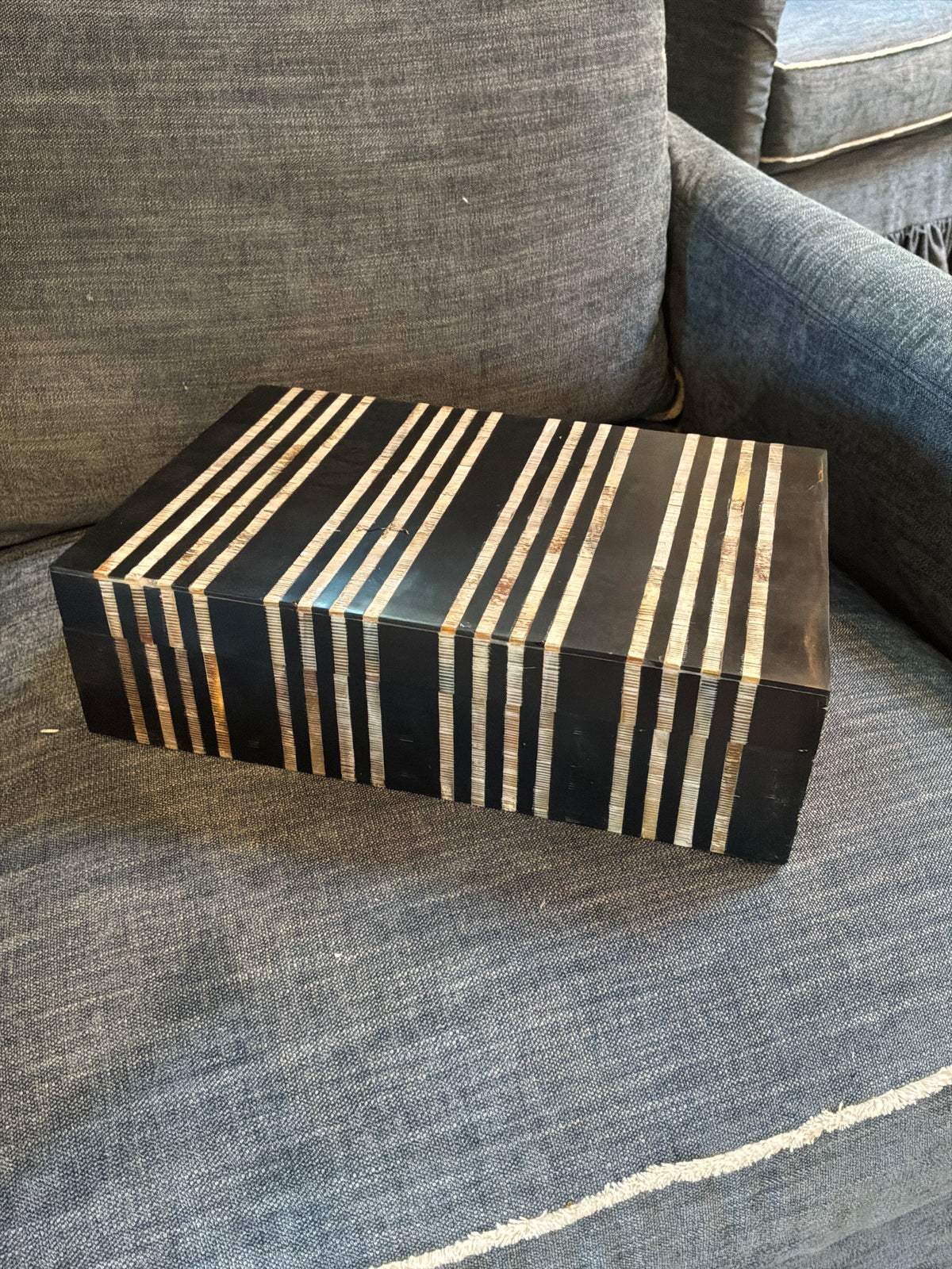 Black Horn Box with Carving