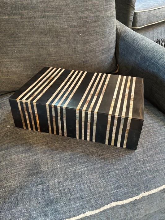 Black Horn Box with Carving