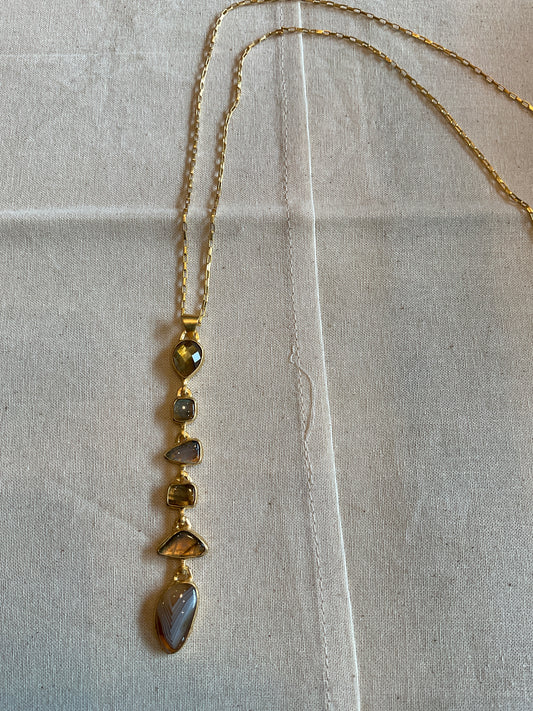 Labradorite 5 Drop Necklace