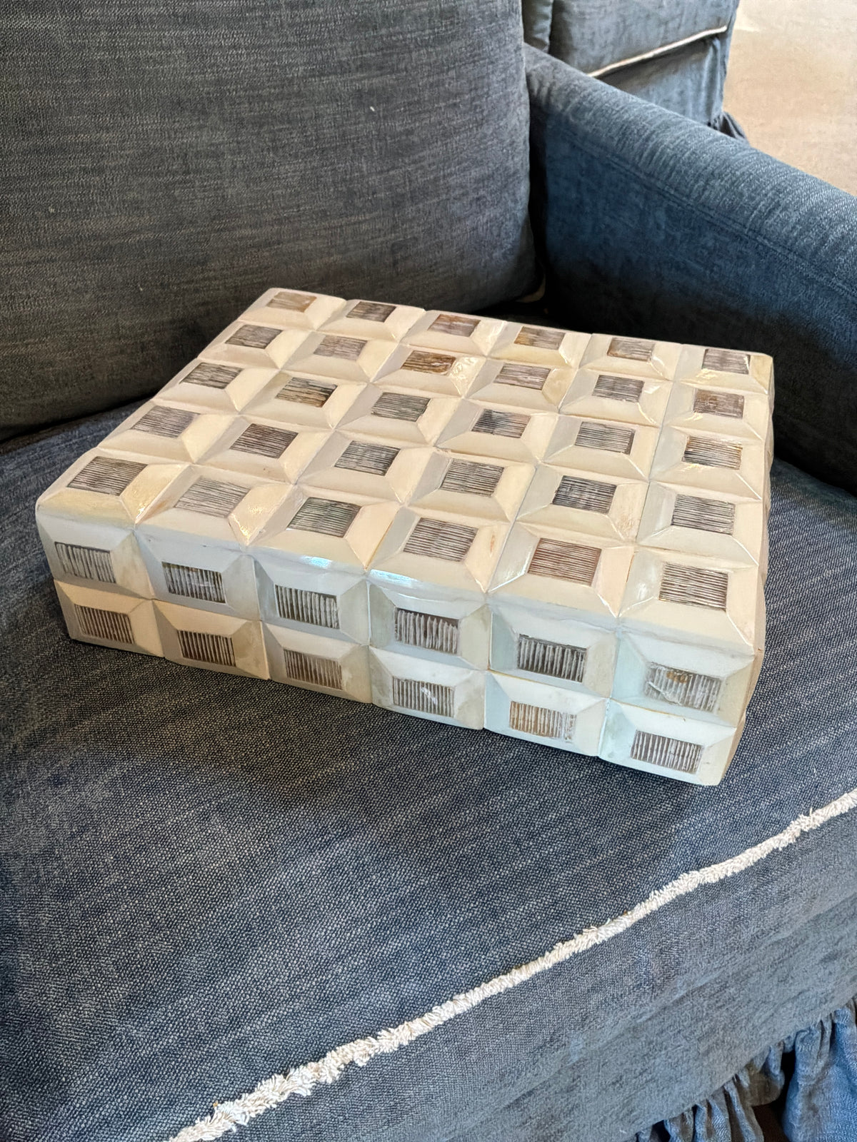 3D White Carving Bone Box