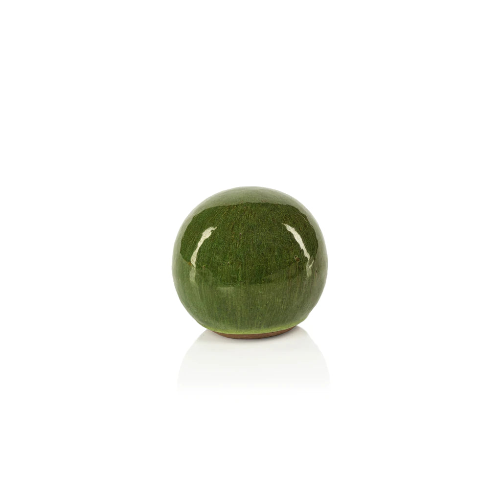 du-Rhône Green Glazed Stoneware Decorative Ball