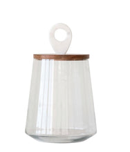 Load image into Gallery viewer, Glass Jar with Mango Wood and Marble Lid
