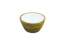 Load image into Gallery viewer, Mango Wood and White Enamel Bowl
