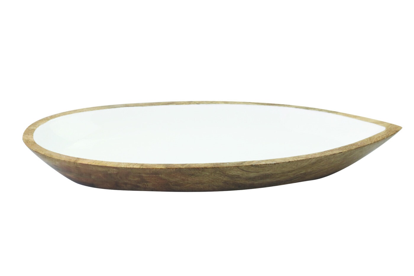Mango Wood & White Enamel Oval Dish