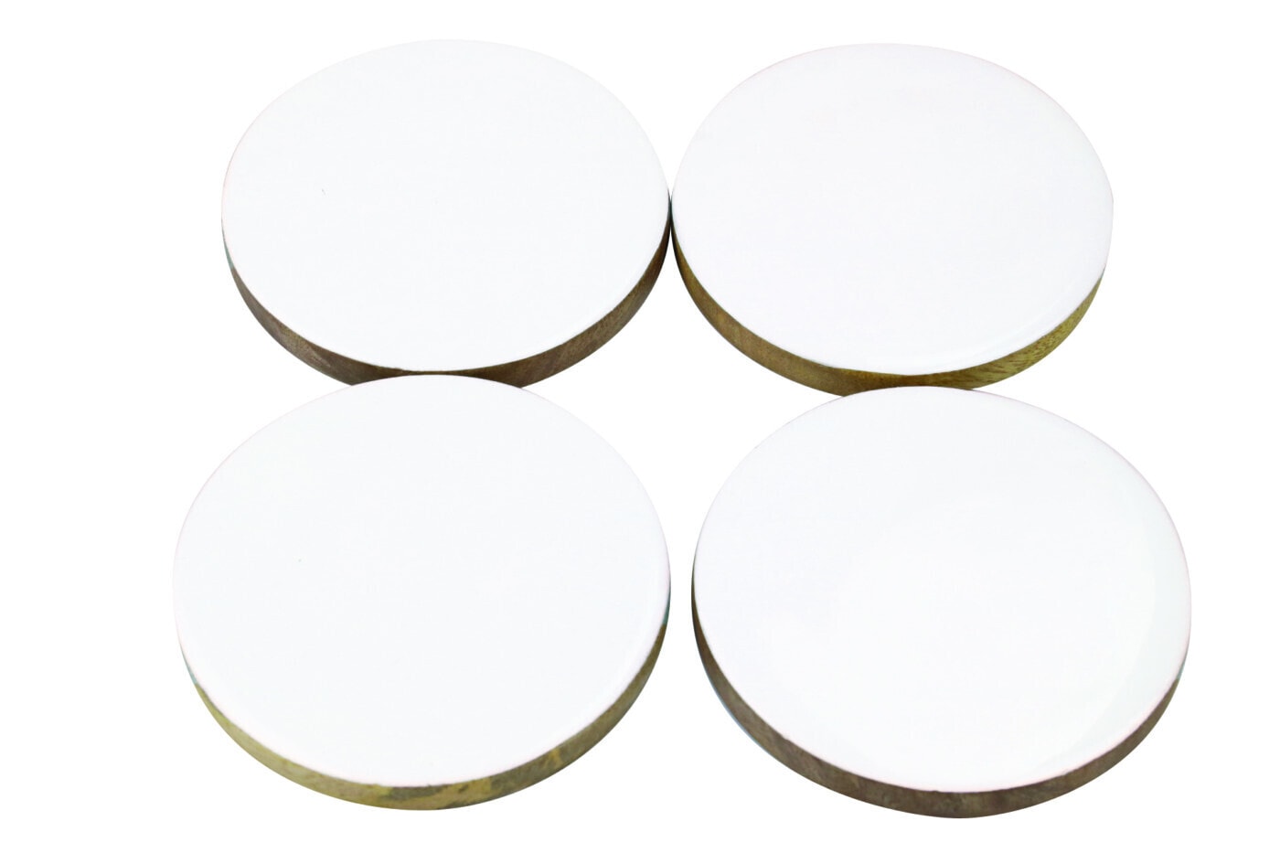 Mango Wood & White Enamel Coasters