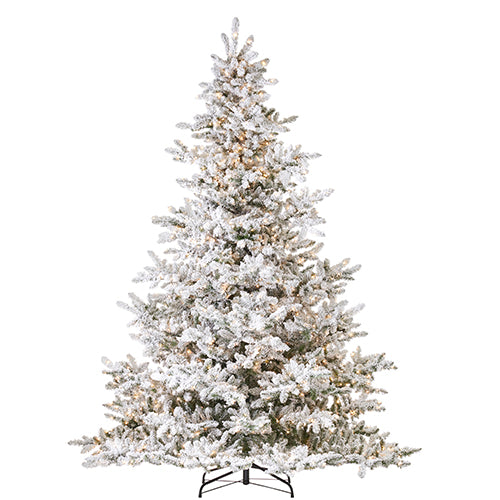 9' SNAKE LIGHT FLOCKED AURORA SPRUCE TREE