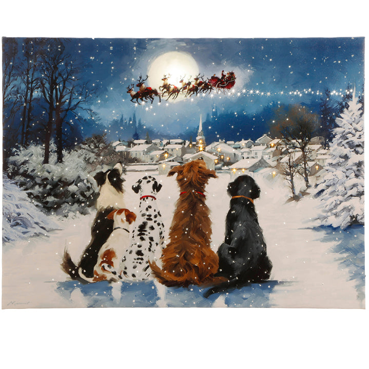 Dogs Watching Santa Lighted Print