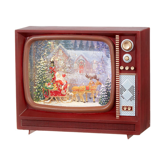 Santa and Reindeer Musical Lighted Water TV