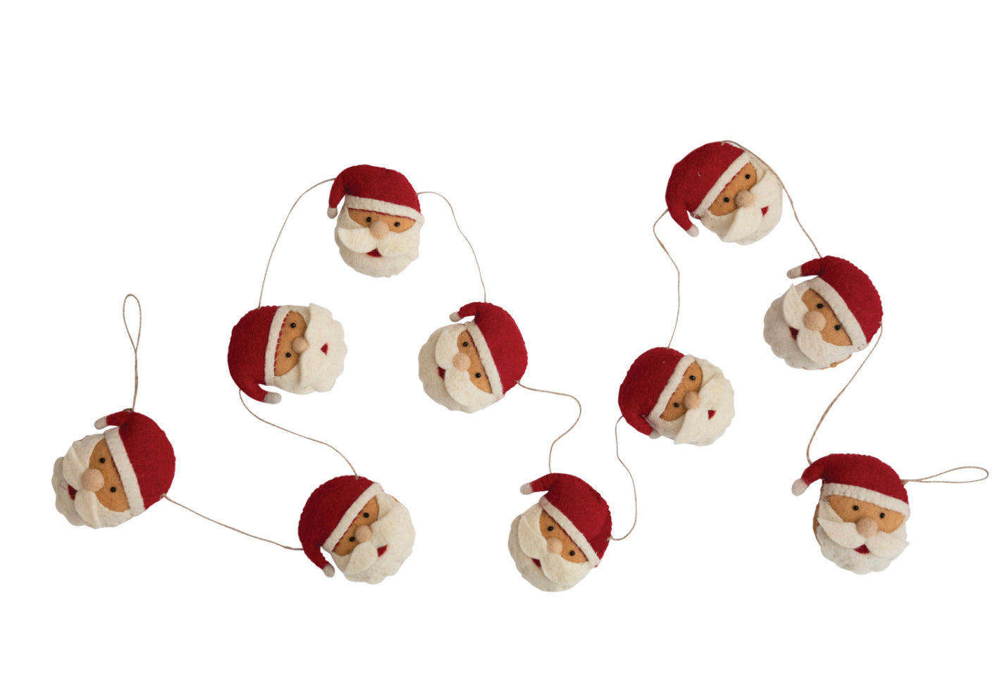 72"L Jute and Wool Felt Santa Garland, Red and White