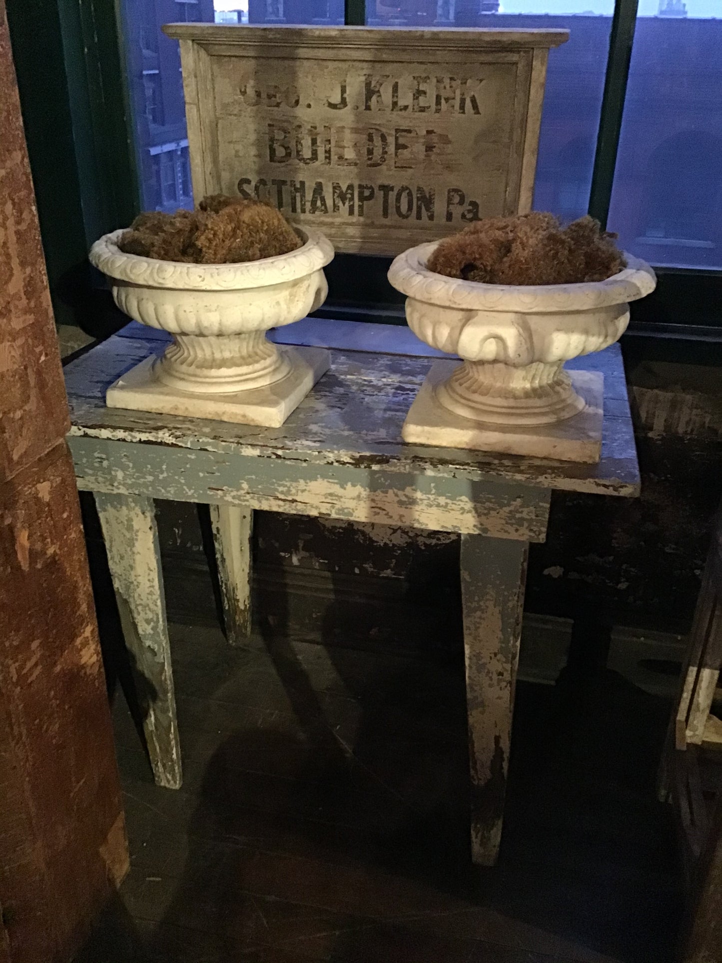 Rustic Painted Square Side Table/Desk