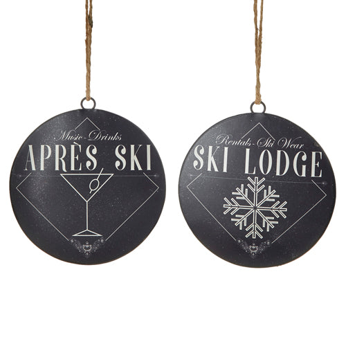 Ski Metal Disc Ornament