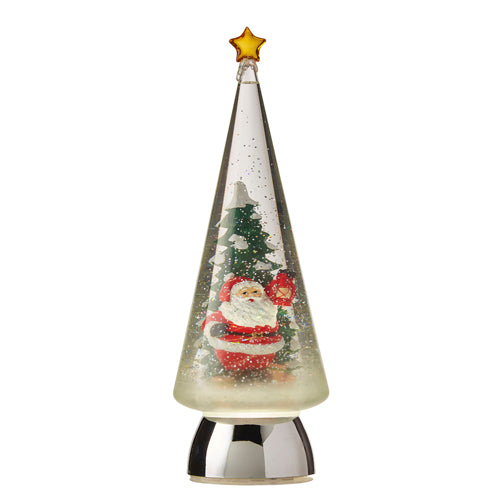 Santa Lighted Tree with Glitter