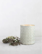 Load image into Gallery viewer, Debossed Mercury Glass Candle Holder with Woven Pattern, Matte White

