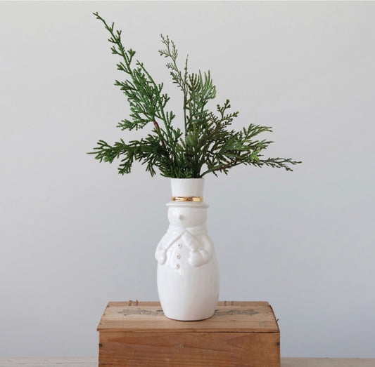 Stoneware Snowman Vase