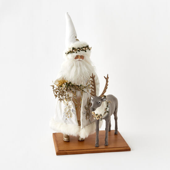 Frosty White Santa with Caribou