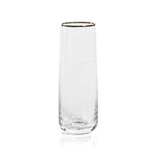 Load image into Gallery viewer, Negroni Hammered Stemless Glass - Clear with Gold Rim
