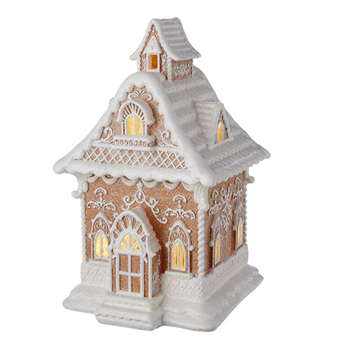 WHITE ICING LIGHTED GINGERBREAD HOUSE