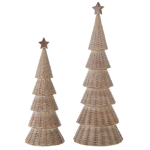 BASKETWEAVE TREES WITH STAR Set of 2