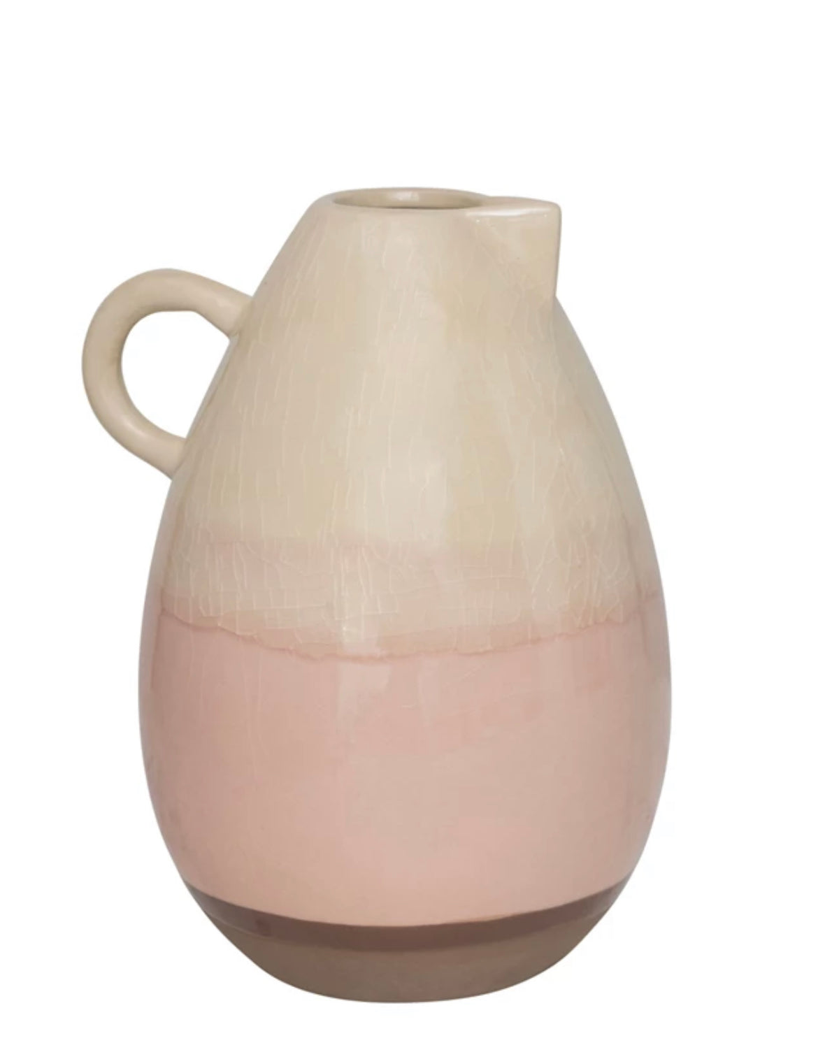 Decorative Ceramic Vase/Pitcher, Reactive Crackle Glaze