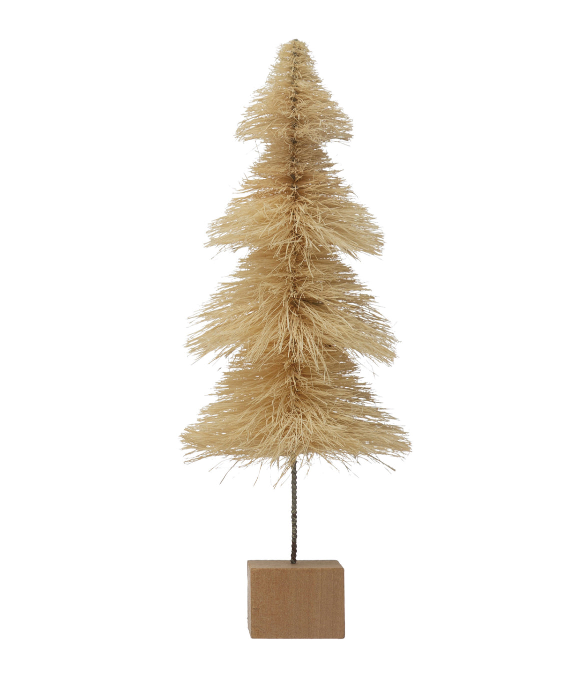 Sisal Bottle Brush Tree with Wood Base, Cream Color