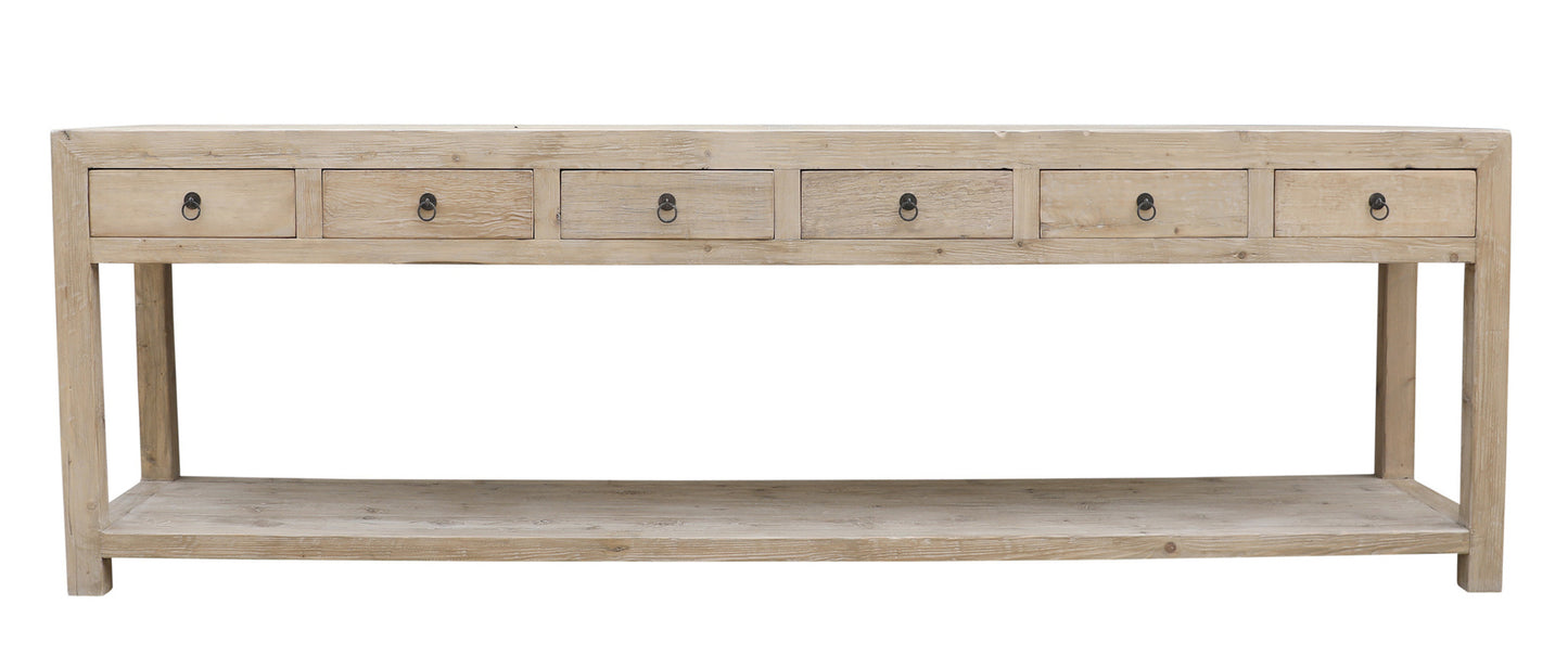 Cappy Console Table 6 Drawers Weathered Natural