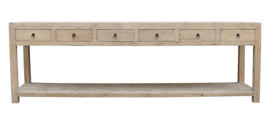 Cappy Console Table 6 Drawers Weathered Natural