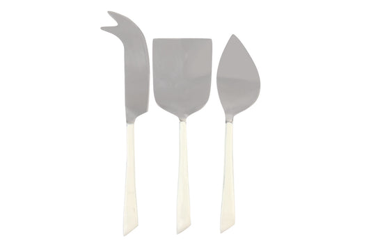 Stainless and White Dipped Enamel Serving Pieces