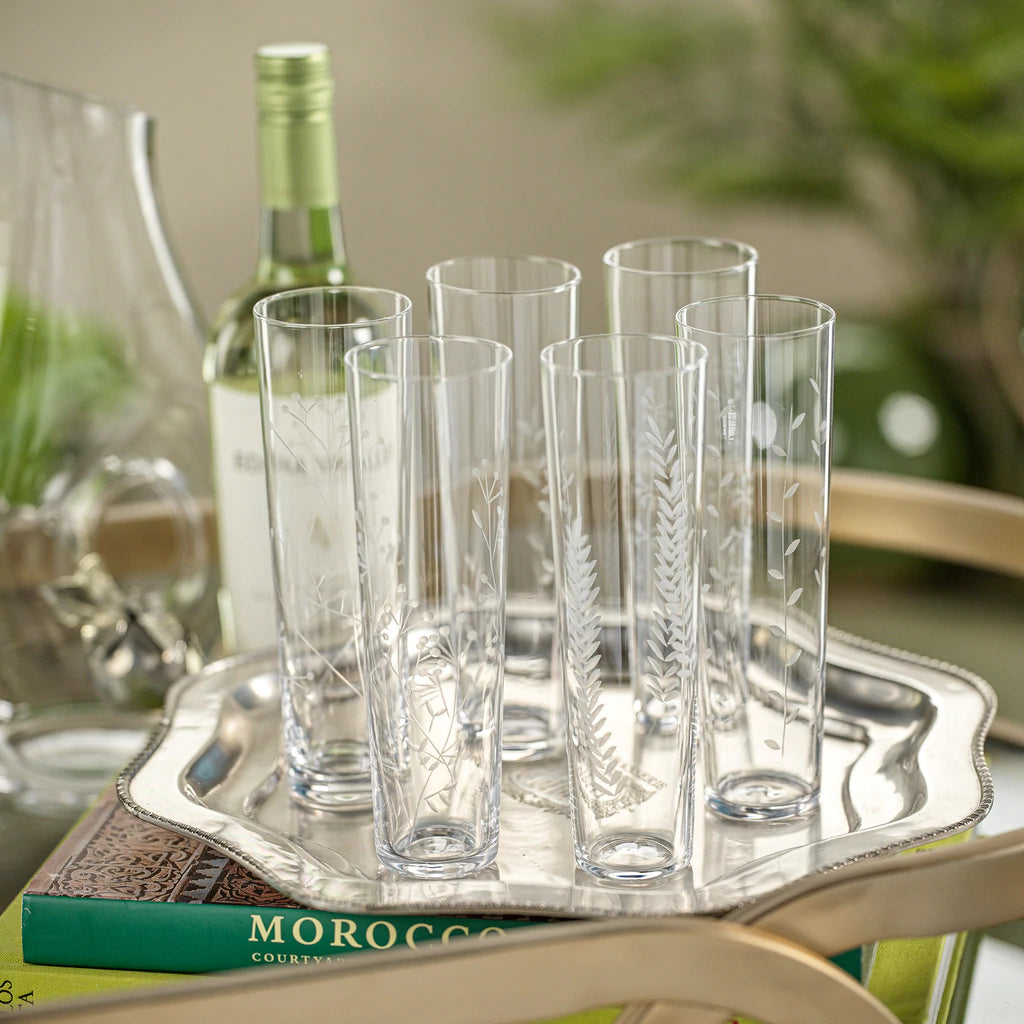 Flora Etched Flute - set/ Six Assorted