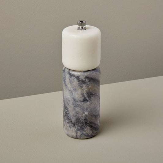 White & Gray Marble Salt and Pepper Mill