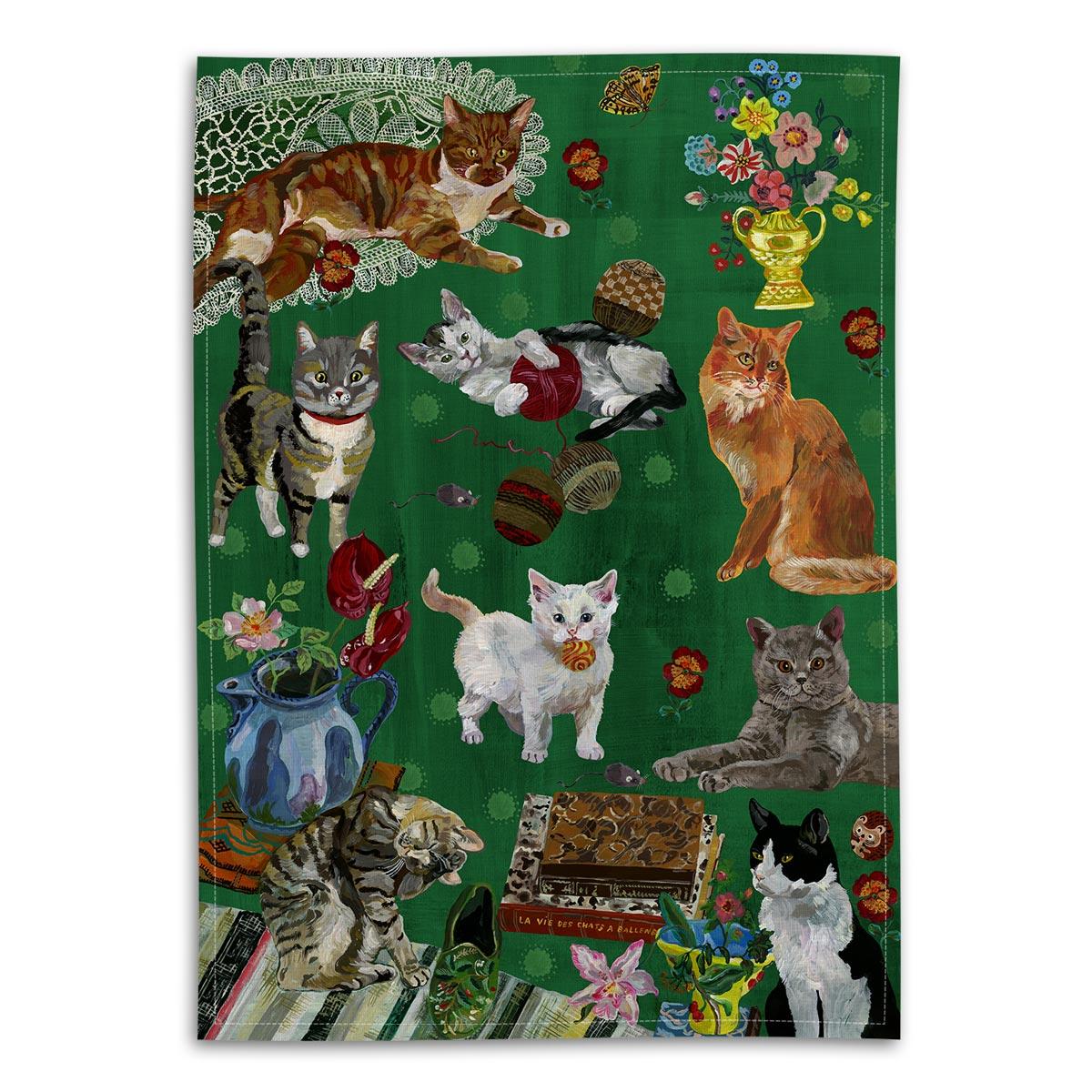 Les Chats Tea Towel