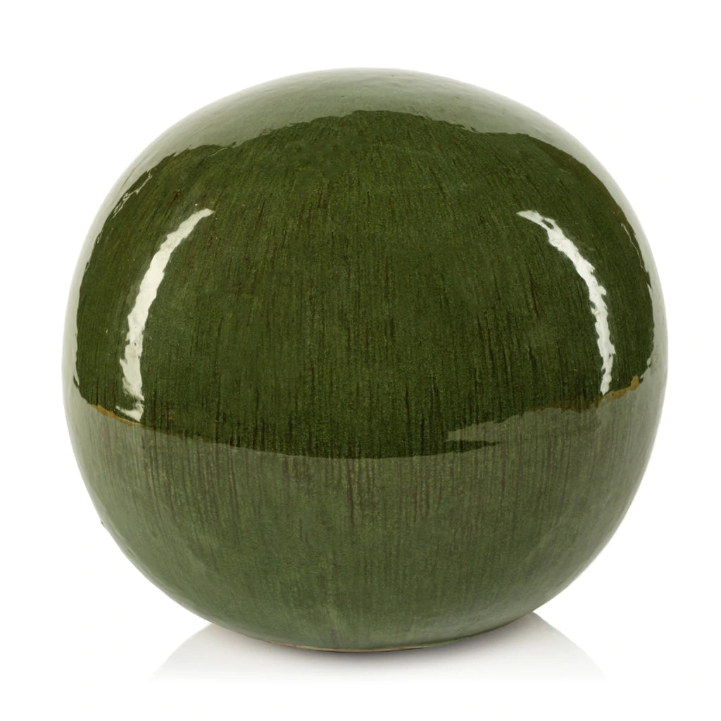 du-Rhône Green Glazed Stoneware Decorative Ball