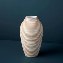 Load image into Gallery viewer, White Striped Kiln Mango Wood Vase

