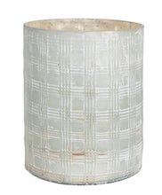 Load image into Gallery viewer, Debossed Mercury Glass Candle Holder with Woven Pattern, Matte White
