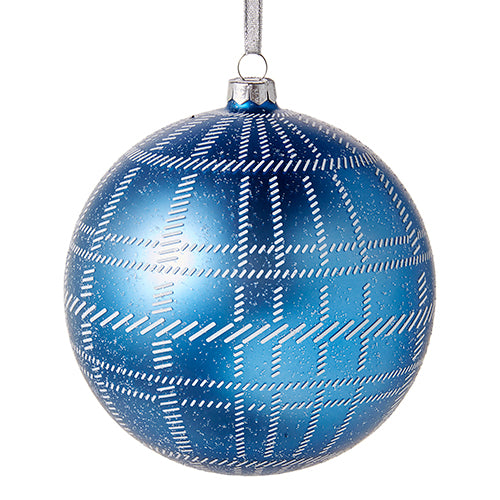 BLUE PLAID BALL ORNAMENT