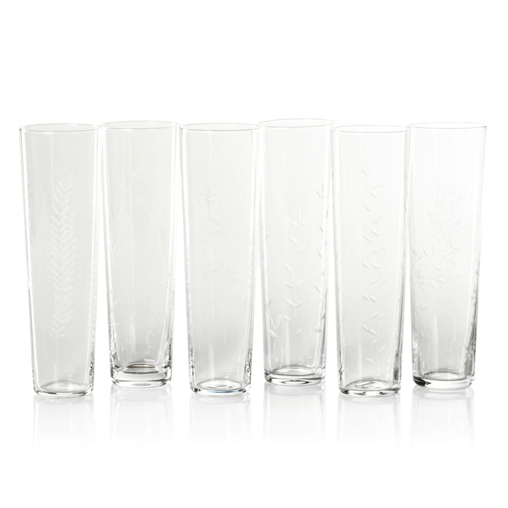 Flora Etched Flute - set/ Six Assorted