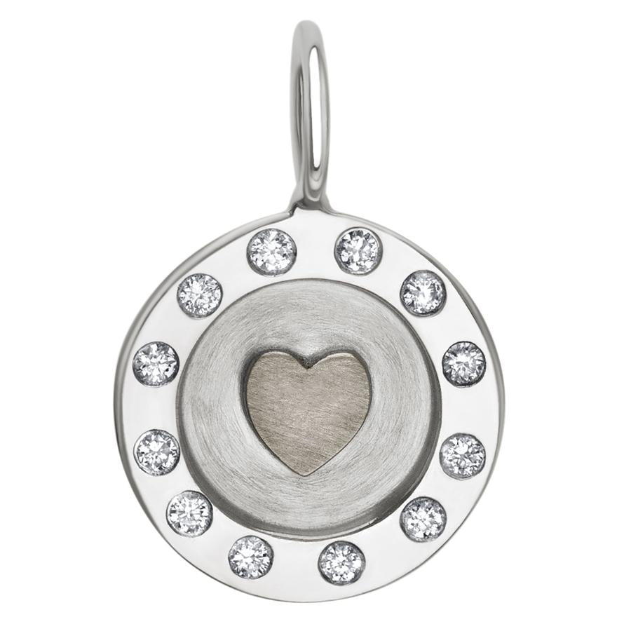 Raised Heart Round Charm