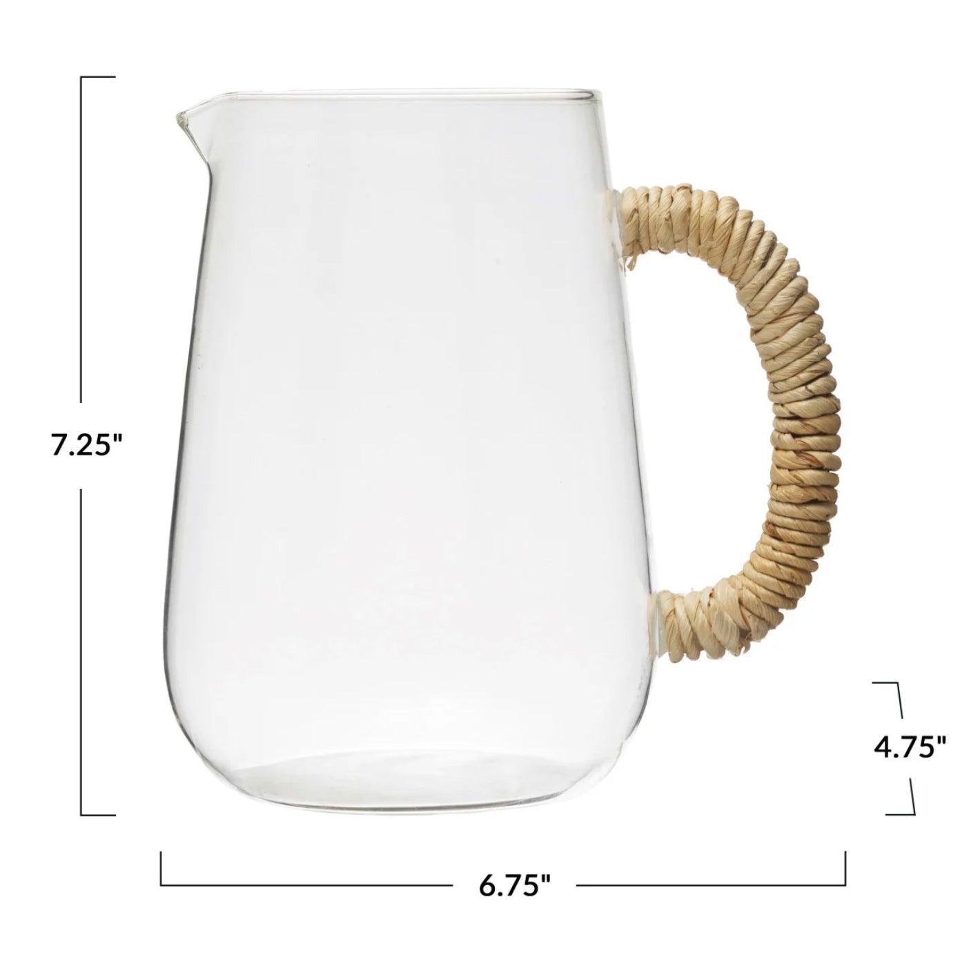 48 oz. Glass Pitcher w/ Natural Wrapped Handle