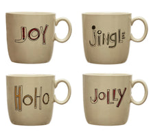 Load image into Gallery viewer, Stoneware Mug with Holiday Word, Multi Color
