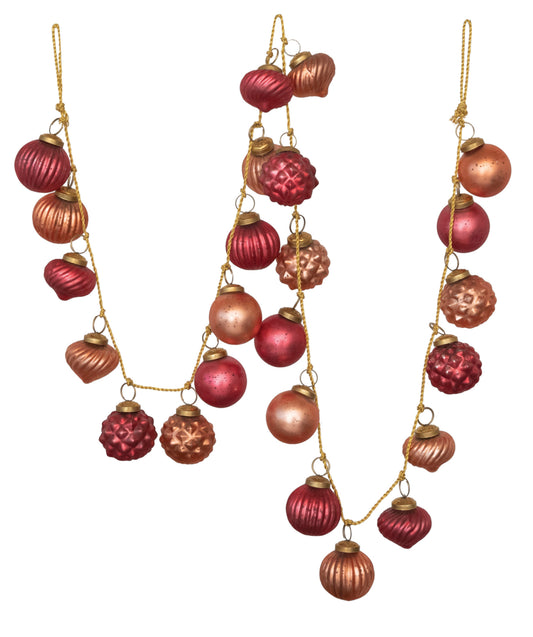 72"L Embossed Mercury Glass Ball Ornament Garland, Pink Colors