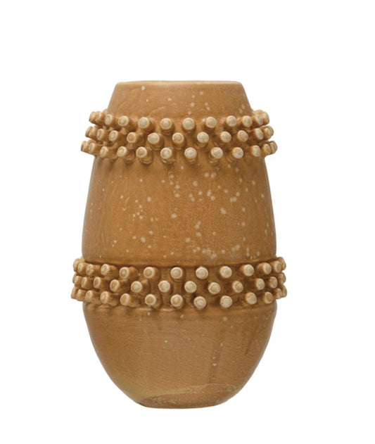 Stoneware Vase w/ Raised Dots, Reactive Glaze