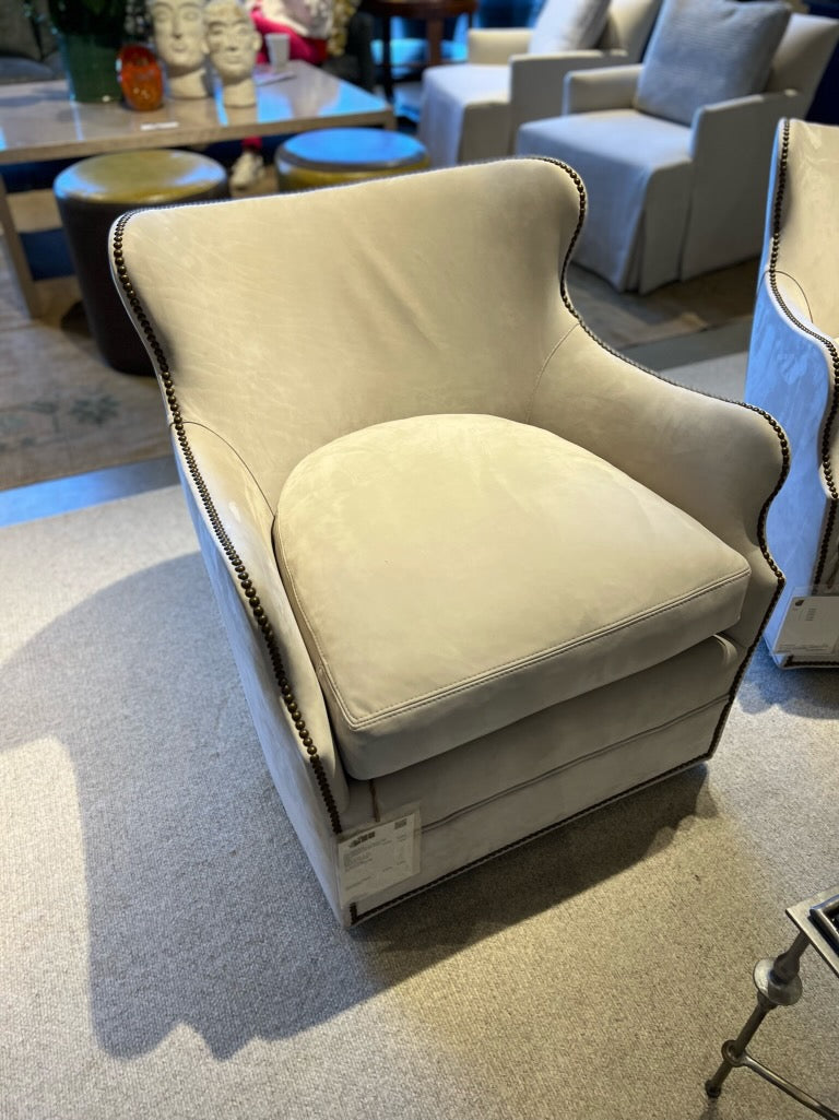 L1993-01SW Leather Swivel Chair - Chamois Linen