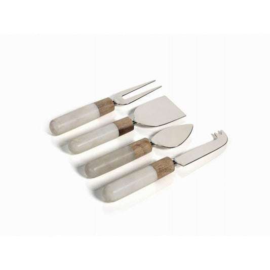 Marble and Wood Cheese Tool Set