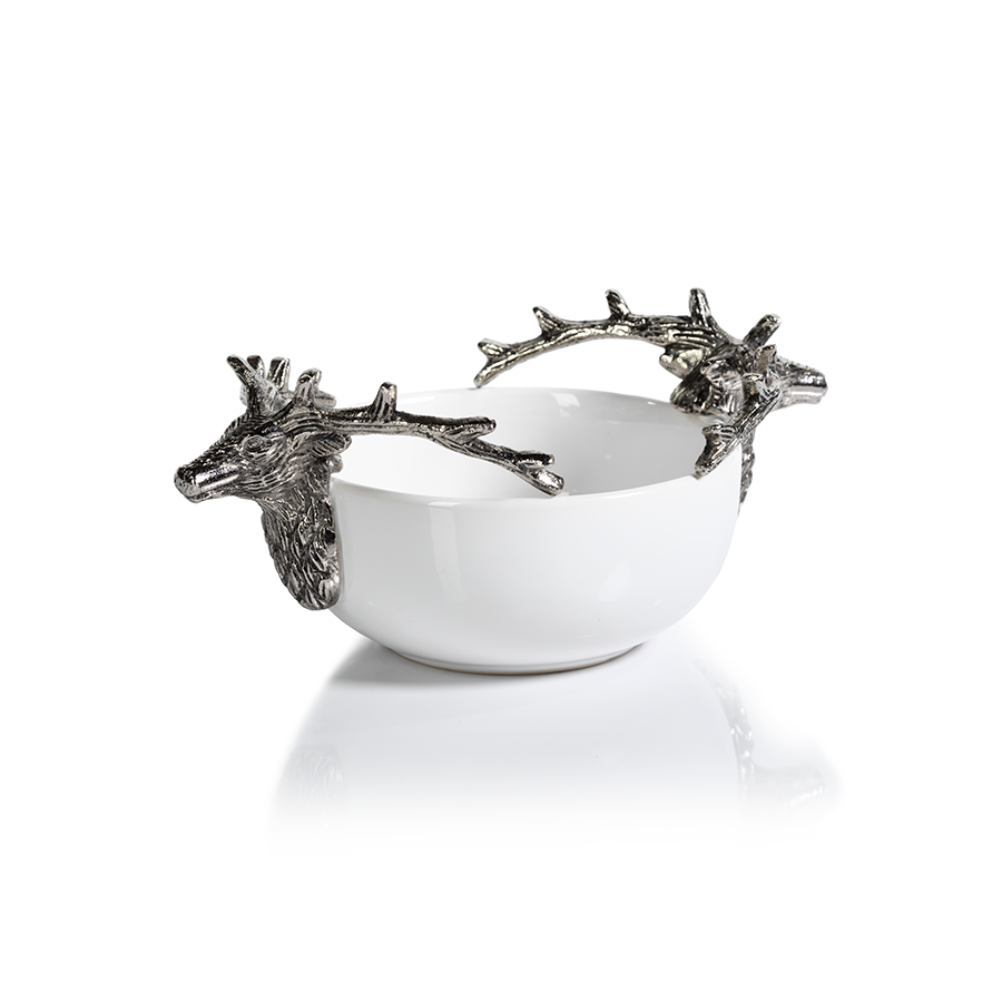Ceramic and Metal Stag Head Bowl