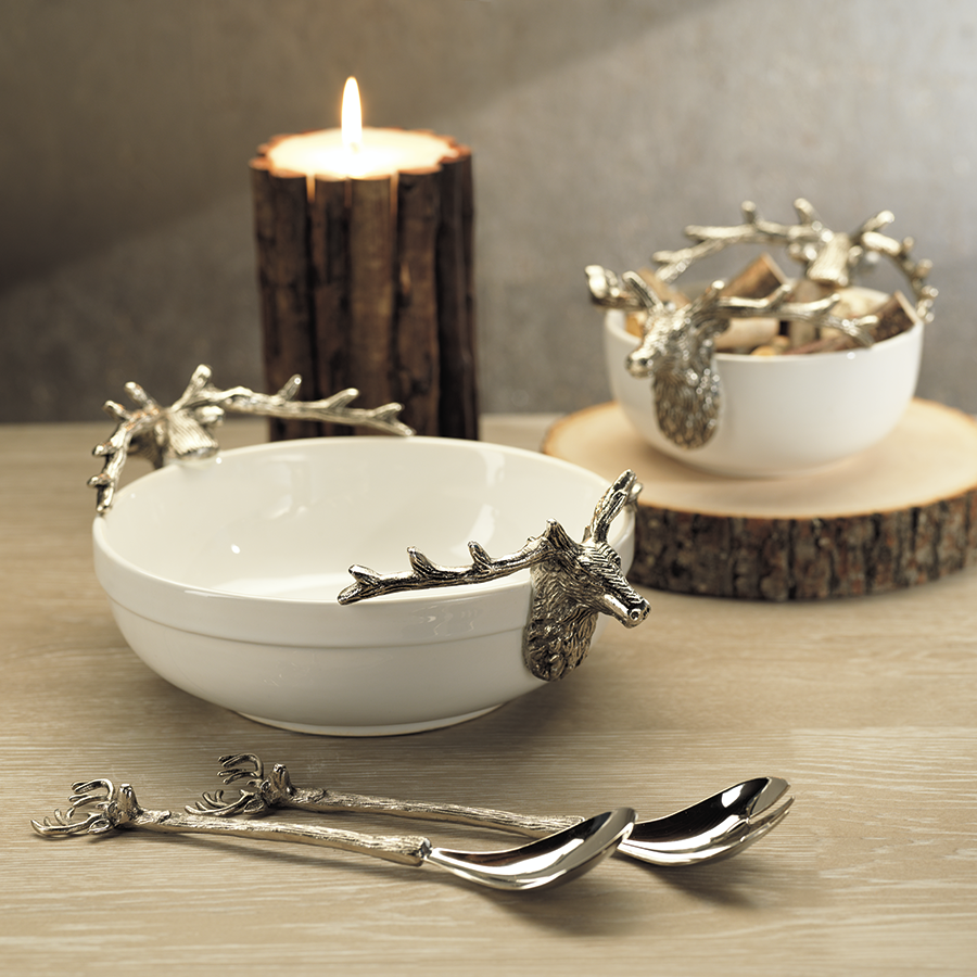 Ceramic and Metal Stag Head Bowl